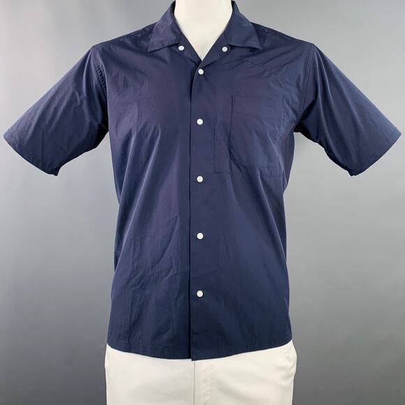 GOLDWIN Size L Navy Polyester One Pocket Snaps Short Sleeve Shirt - Picture 1 of 6